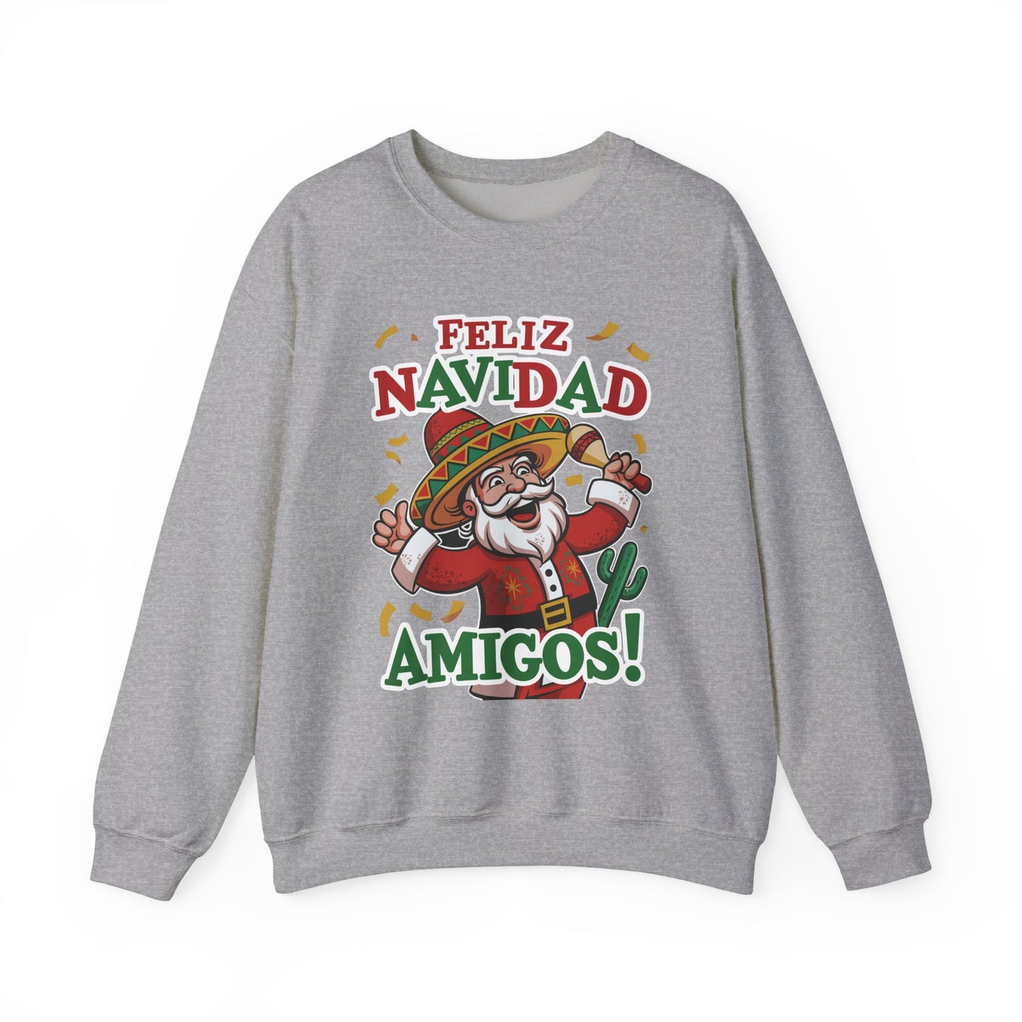 Feliz Navidad Amigos Sweatshirt, Funny Mexican Santa Christmas Jumper, Latin Holiday Fiesta Pullover