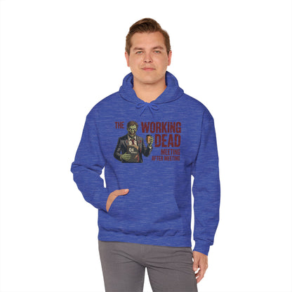 The Working Dead Men's Zombie Hoodie, Funny Office Meeting Sweatshirt, Men's Heavy Blend™ Hooded Sweatshirt, Halloween Work Humor Zombie top