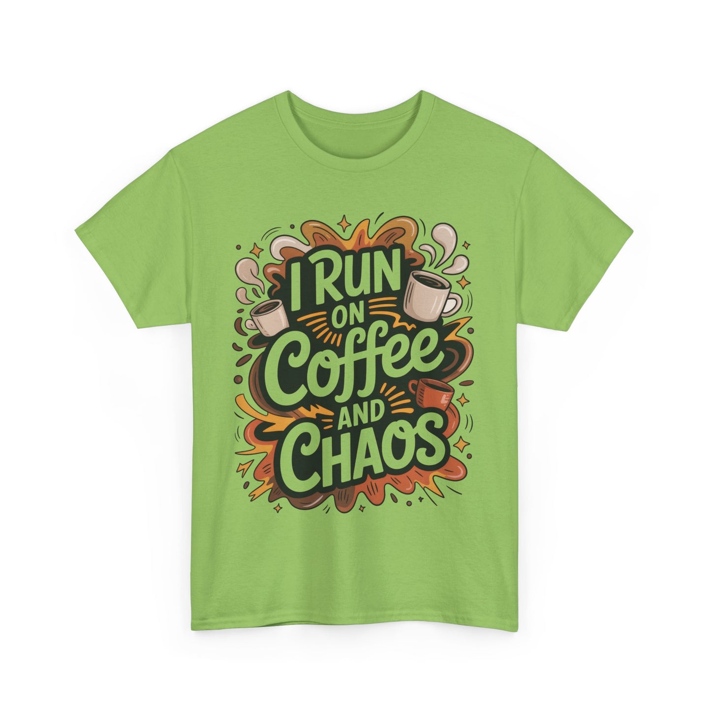 Run on Coffee and Chaos Tee, Unisex Cotton T-Shirt, Coffee Lover Gift, Casual Wear, Perfect for Relaxing Days
