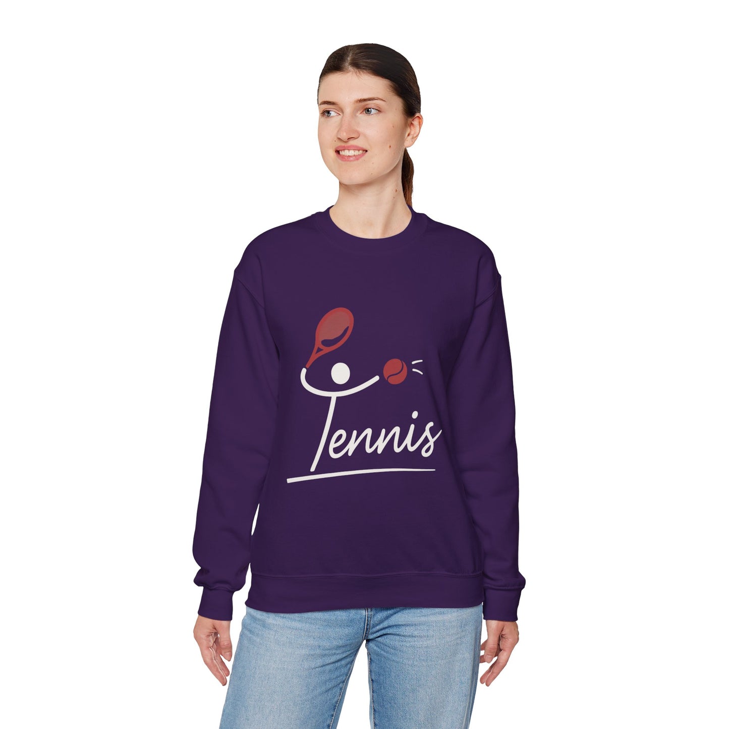 Womens Heavy Blend™ Crewneck Sweatshirt, Womens Tennis Sweatshirt, Cute Sports Graphic Pullover, Workout Gym Activewear Top