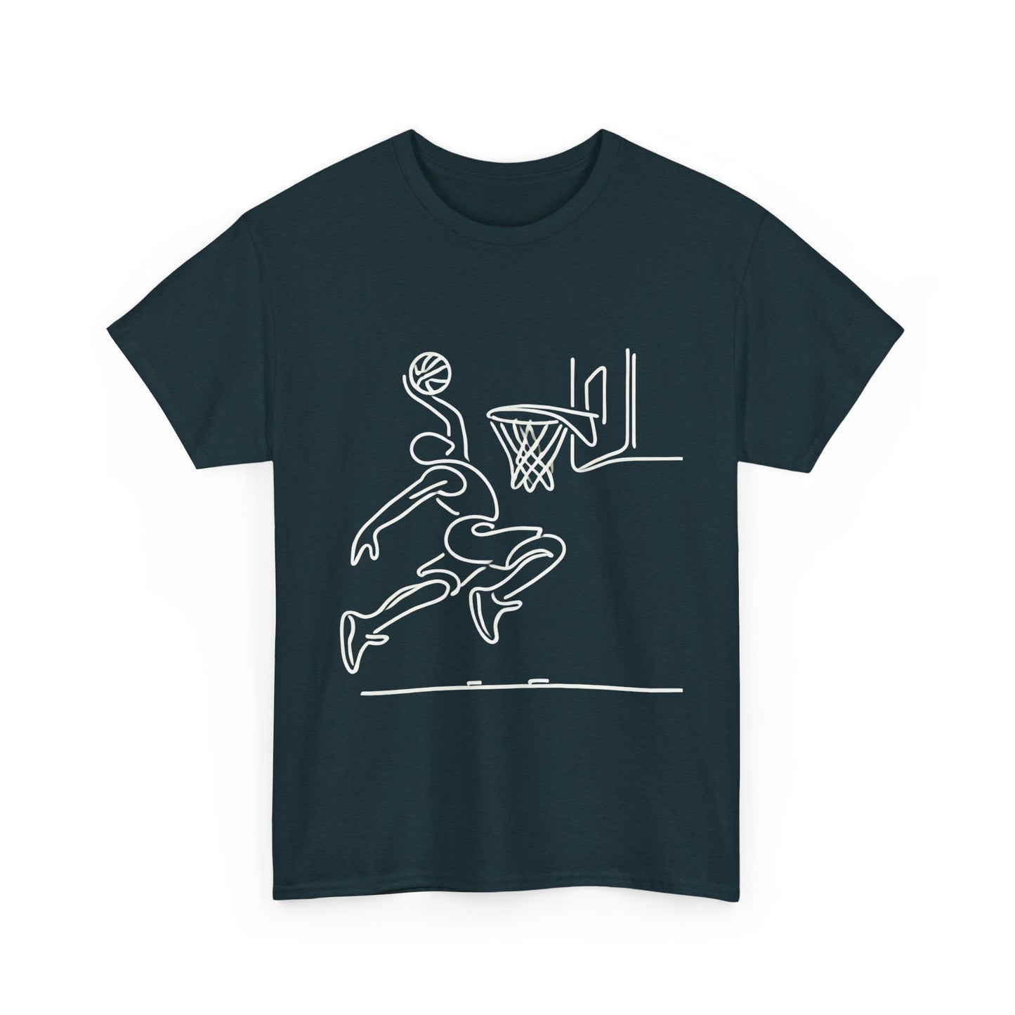 Basketball Slam Dunk Line Art Shirt, Unisex Heavy Cotton Tee, Sportswear, Gift for Athletes, Streetwear, Basketball Player T-Shirt