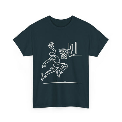 Basketball Slam Dunk Line Art Shirt, Unisex Heavy Cotton Tee, Sportswear, Gift for Athletes, Streetwear, Basketball Player T-Shirt