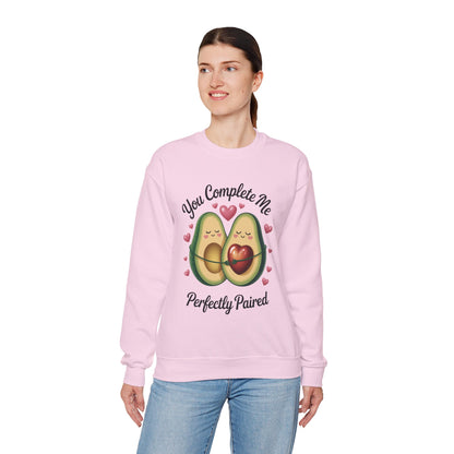 Cute Avocado Love Crewneck Sweatshirt, Sweatshirt for Couples, Perfect Gift for Valentines Day, Cozy Apparel, Avocado Lover Gift