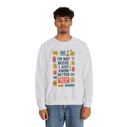 Funny Mens Control Freak Sweatshirt, Sarcastic Crewneck Gift for Him, Perfect Gift for Bossy Friends