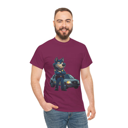 Cool Police Wolf Cartoon Shirt, Funny Cop Animal Graphic Tee,  Law Enforcement Gift T-Shirt, Tee for Dog Lovers, Gifts for Police Week