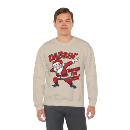 Dabbin Through The Snow Santa Men's Christmas Sweatshirt, Funny Holiday Jumper