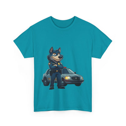 Cool Police Wolf Cartoon Shirt, Funny Cop Animal Graphic Tee,  Law Enforcement Gift T-Shirt, Tee for Dog Lovers, Gifts for Police Week