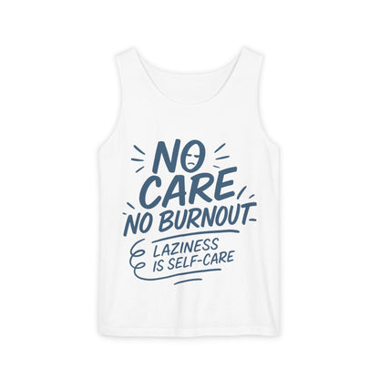 Mens Lazy Life Tank Top, No Care No Burnout Funny Quote, Workout Gym Sleeveless Shirt, Humor Gift for Him, Gift for Mental Health Awareness