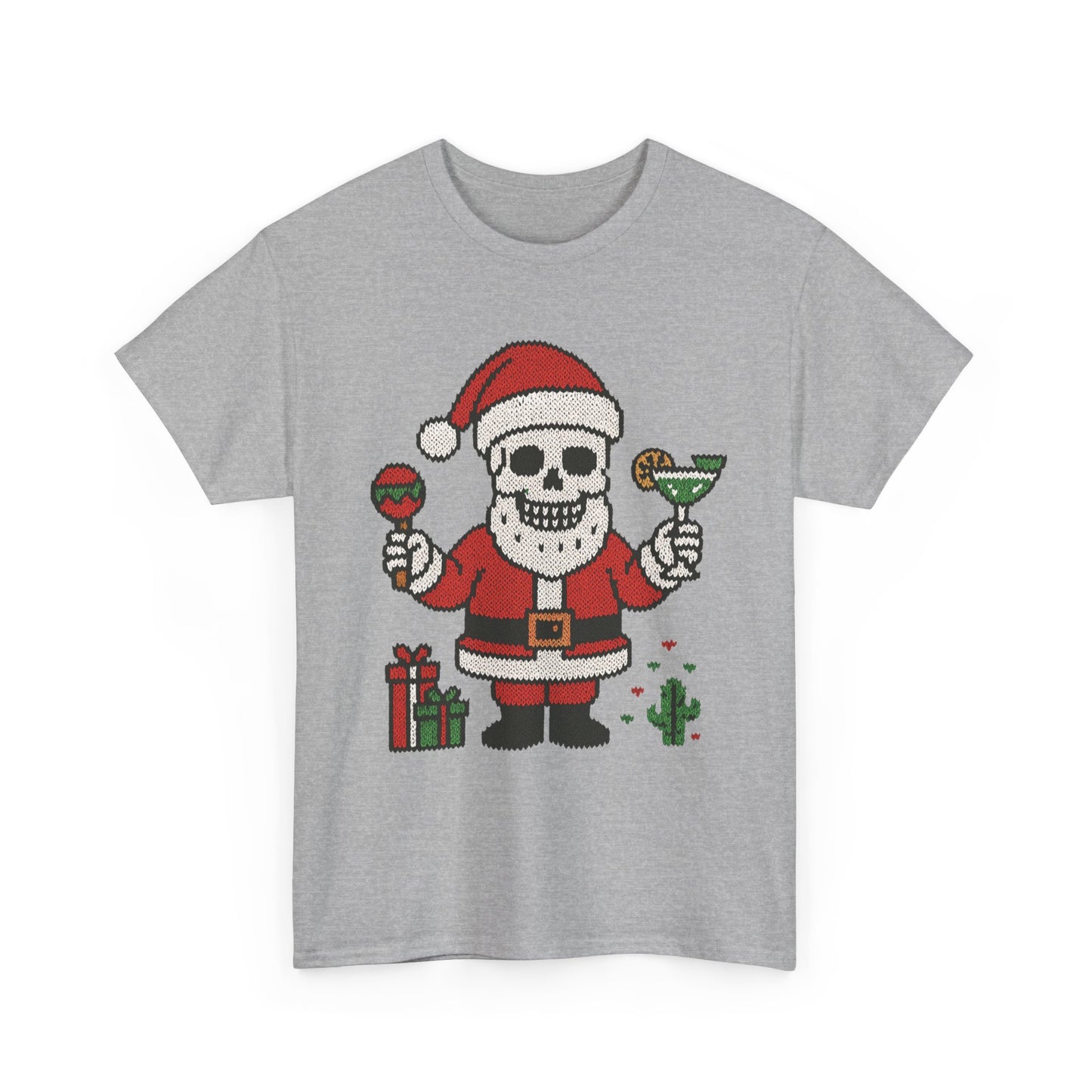 Funny Santa Skull Christmas Men's Shirt, Holiday Margarita Tee for Men