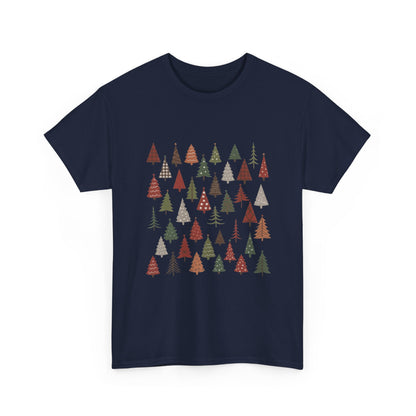 Minimal Christmas Tree T-Shirt, Boho Holiday Tee for Women