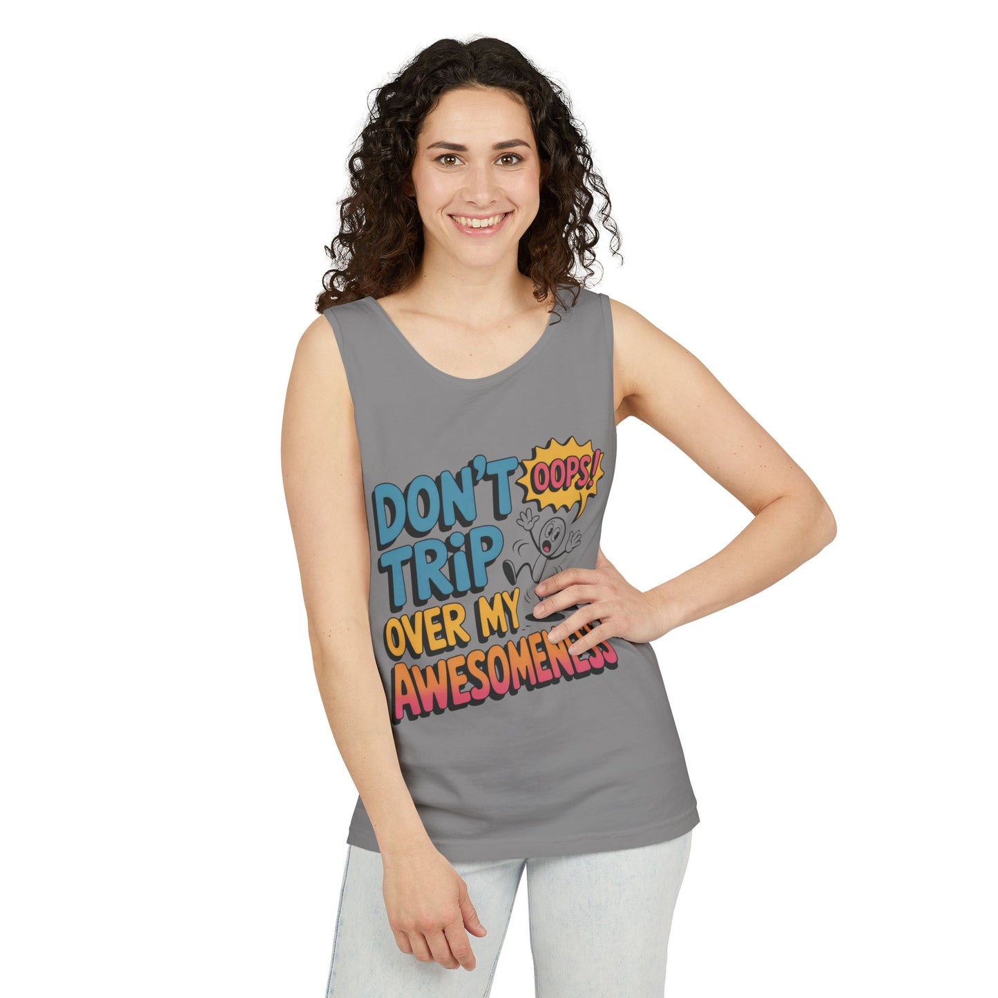 Funny Graphic Tank Top, Don't Trip Over My Awesomeness Tank, Womens Cotton Tank for Casual Wear, Gift for Friends, Birthday Gift, Humor Tee