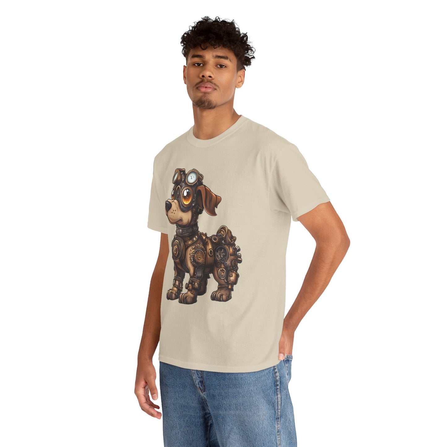 Cyberpunk Pup Design Mens Tee, Steampunk Dog Tee, Dog Lover Gift, Vintage Style, Fun Graphic Tee, Quirky Pet Apparel