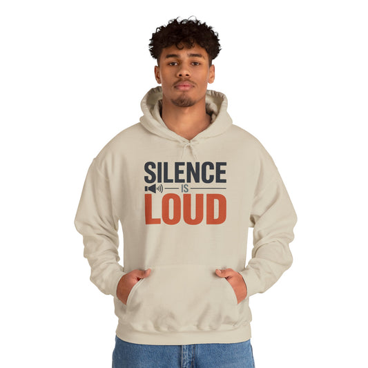 Mens Heavy Blend™ Hooded Sweatshirt, Silence Is Loud Graphic Motivational Mens Hoodie