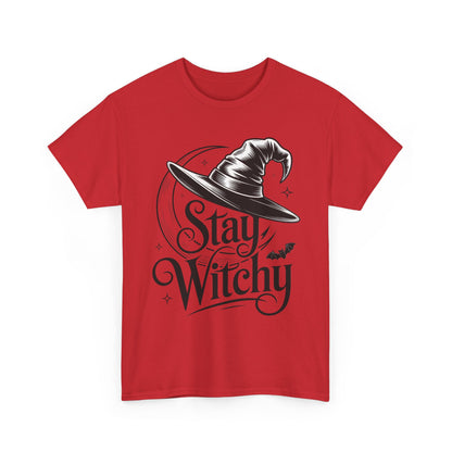 Stay Witchy Gothic Moon Witch Hat Women's T-Shirt, Minimalist Halloween Witchy Graphic Tee