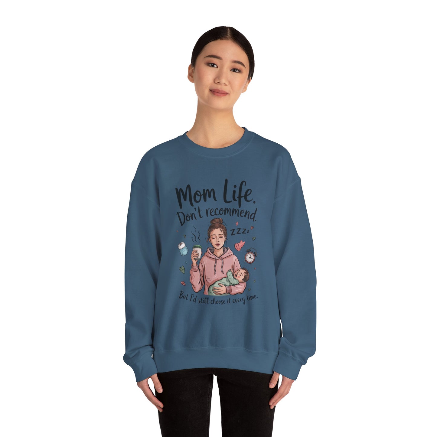 Mom Life Crewneck Sweatshirt, New Mom Gift, Cozy Everyday Wear, Funny Parent Apparel, Tired Mama Humor Tee
