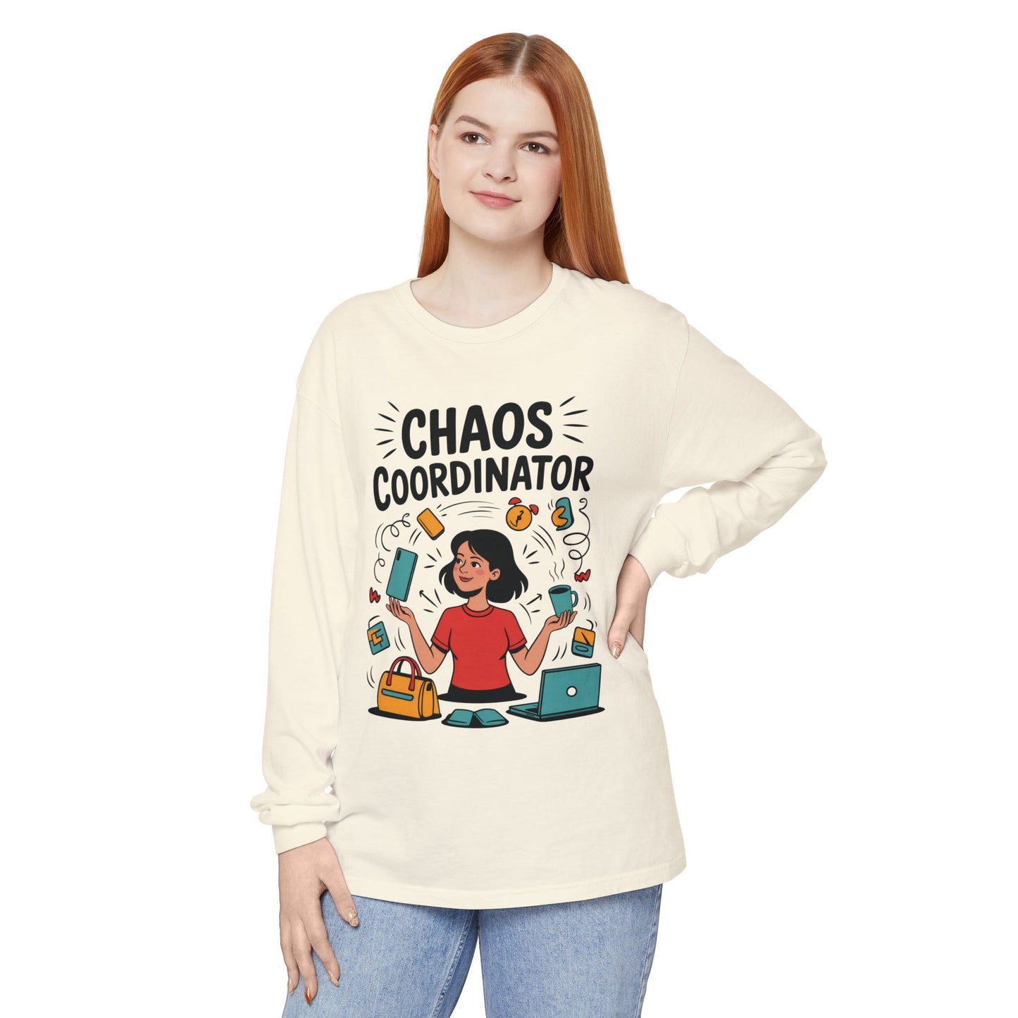 Chaos Coordinator Women's Long Sleeve, Mom Life Graphic Long Sleeve, Gift for Busy Moms, Multitasking Mom Gift, Cute Mother's Day Gift