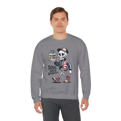 Skeleton Graphic Sweatshirt, Soul Sold Separately Pullover, Funny Gothic Streetwear, Missing My Soul Skull Hoodie Alternative