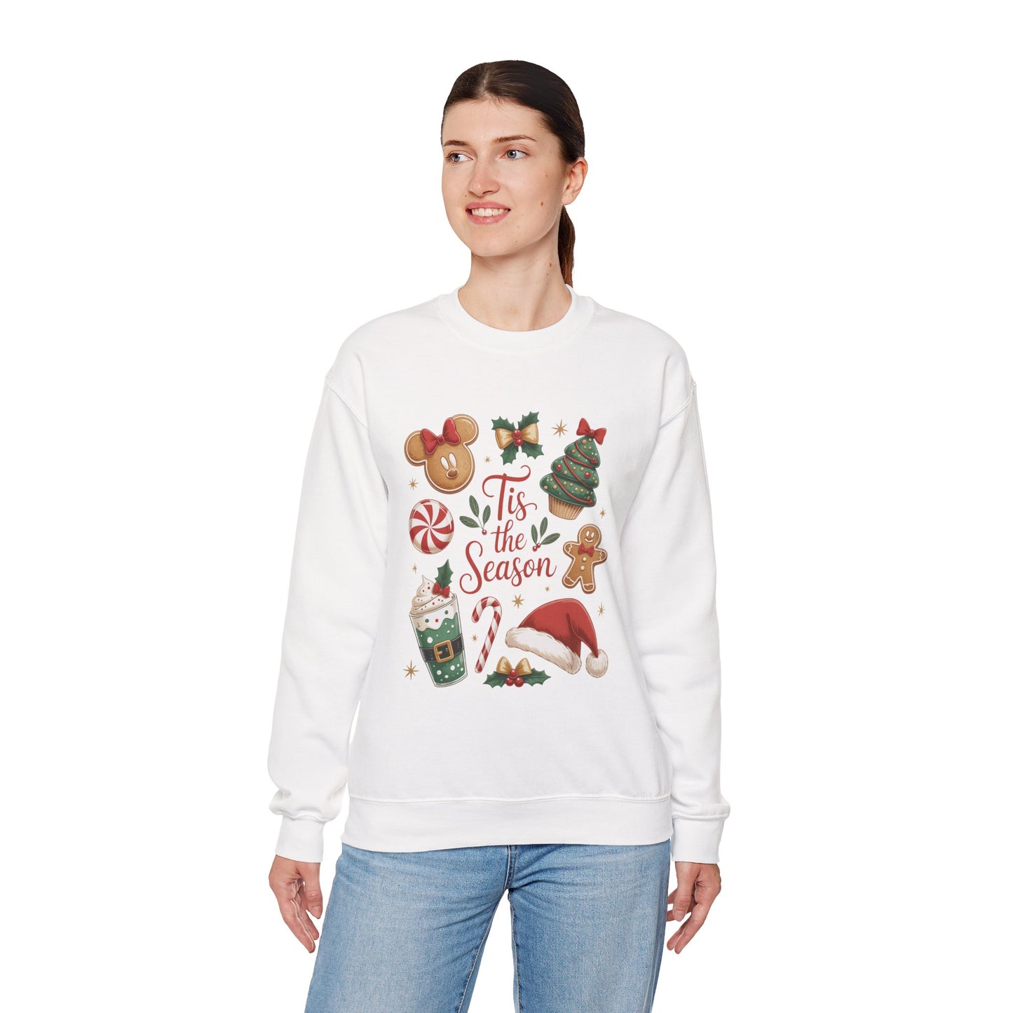 Women's Tis the Season Christmas Sweatshirt, Cozy Cookie - Cocoa Holiday Jumper, Women's Crewneck Sweatshirt