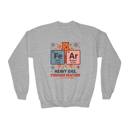 Youth Science Sweatshirt for Kids, Funny Chemistry Gift, Heavy Gas Reaction Crewneck, Science Class Apparel, Educational Sweater