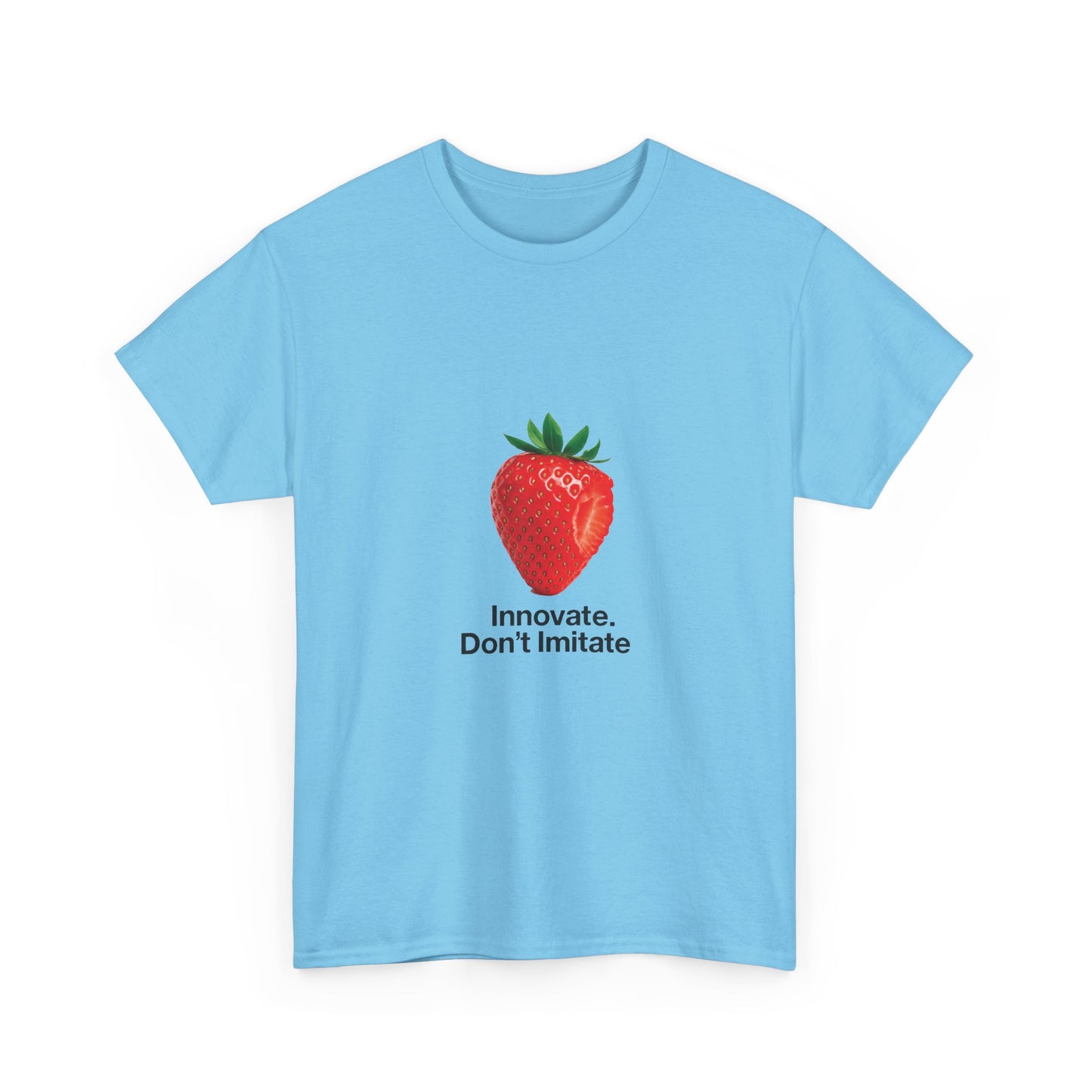 Strawberry Women's Heavy Cotton Tee, Innovate Don't Imitate Shirt,  Graphic Tee, Casual Wear, Gift Idea, Summer Style, Witty Design T-Shirt