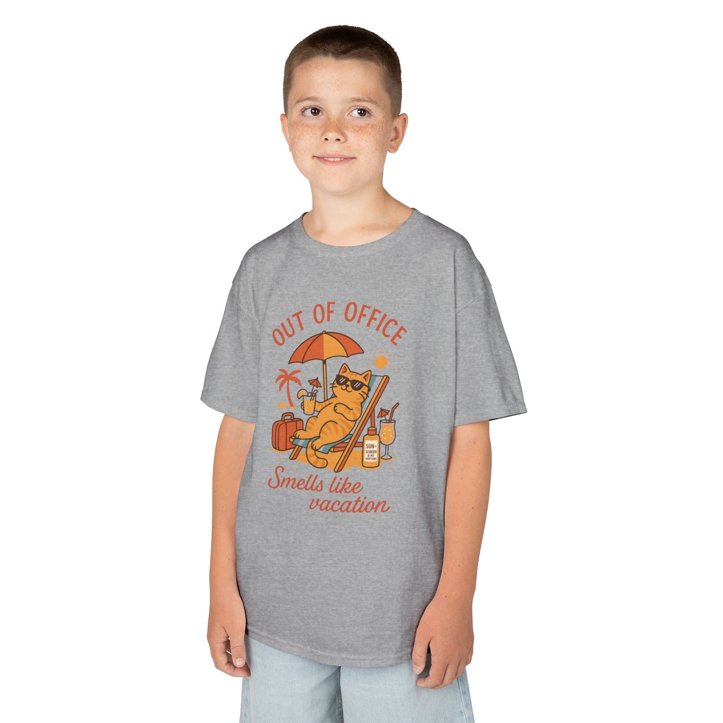 Funny Cat Vacation T-Shirt for Kids, Out of Office Beach Shirt, Summer Holiday Tee, Summer Fun, Beachwear, Travel Tee, Gift for Kids