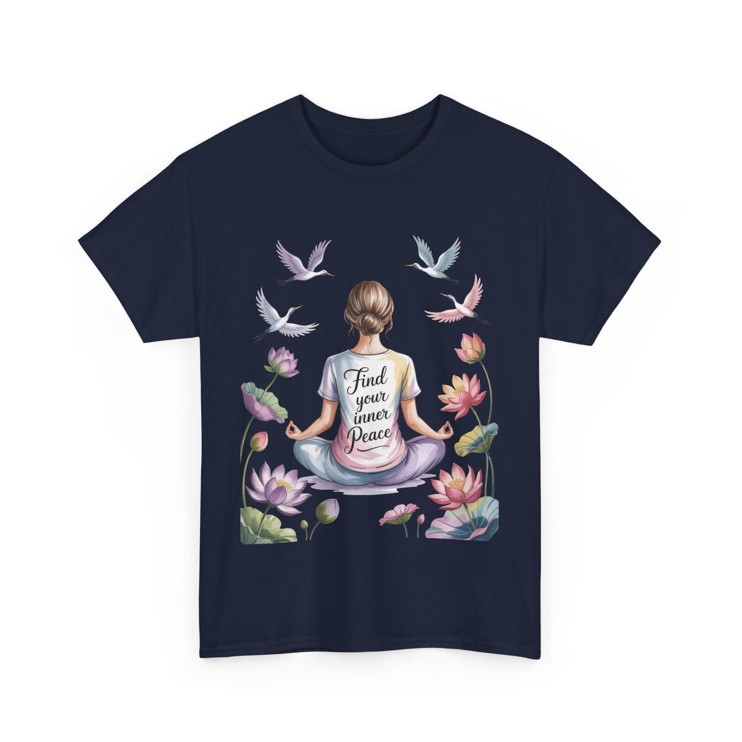 Find Your Inner Peace Womens Heavy Cotton Tee, Motivational Shirt, Meditation Apparel, Relaxation Gift, Casual Wear, Mindfulness Tee