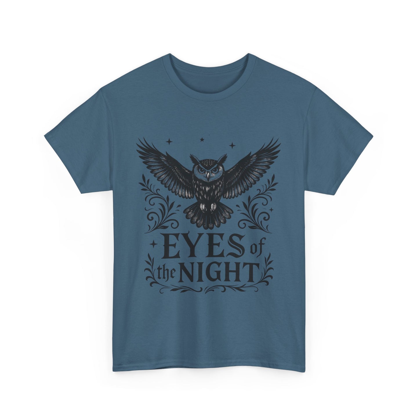 Cool Owl Graphic Unisex Heavy Cotton Tee, Flying Owl Art T-Shirt, Animal Print Tee, Gothic Bird Graphic Tee, Mens Gothic Style Shirt