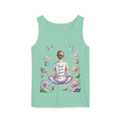 Meditation Floral Womens Tank Top, Find Your Inner Peace, Yoga Apparel, Gift for Mindfulness, Summer Relaxed Wear