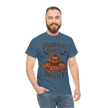 Pumpkin Party Night Men's Halloween T-Shirt, Scary Jack-O-Lantern Pumpkin Graphic Tee for Him