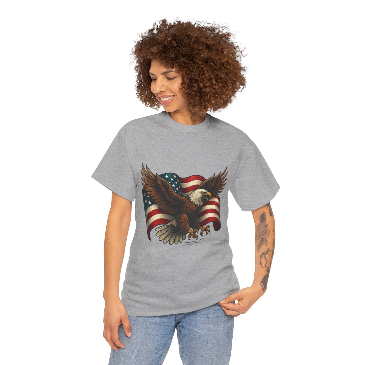 American Eagle Graphic Tee, Patriotic T-Shirt, Fourth of July Apparel, Eagle Love Shirt, Unisex Heavy Cotton Tee