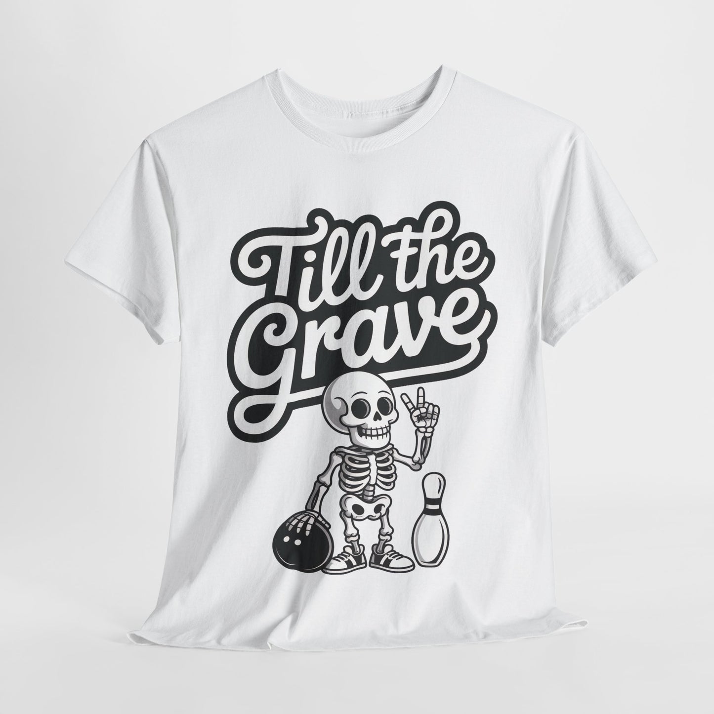 Funny Skeleton Bowling Womens Tee, Till the Grave, Funny Shirt, Halloween Gift, Skull Graphic, Casual Wear, Sporty Style