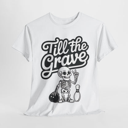 Funny Skeleton Bowling Womens Tee, Till the Grave, Funny Shirt, Halloween Gift, Skull Graphic, Casual Wear, Sporty Style