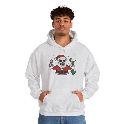 Skeleton Santa Funny Christmas Hoodie for Men, Ugly Margarita Holiday Sweatshirt