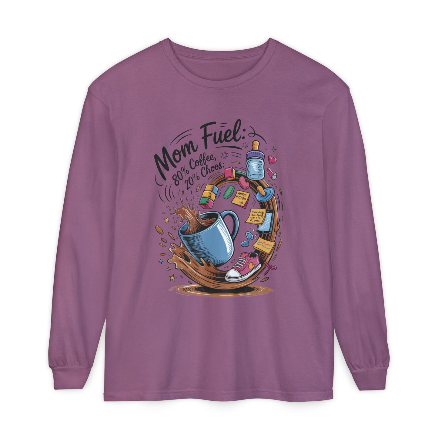 Mom Fuel Long Sleeve T-Shirt, Coffee Lovers Gift, Mother's Day Apparel, Cute Mom Shirt, Coffee Lover Mom Life Top, Coffee Lover's Tee