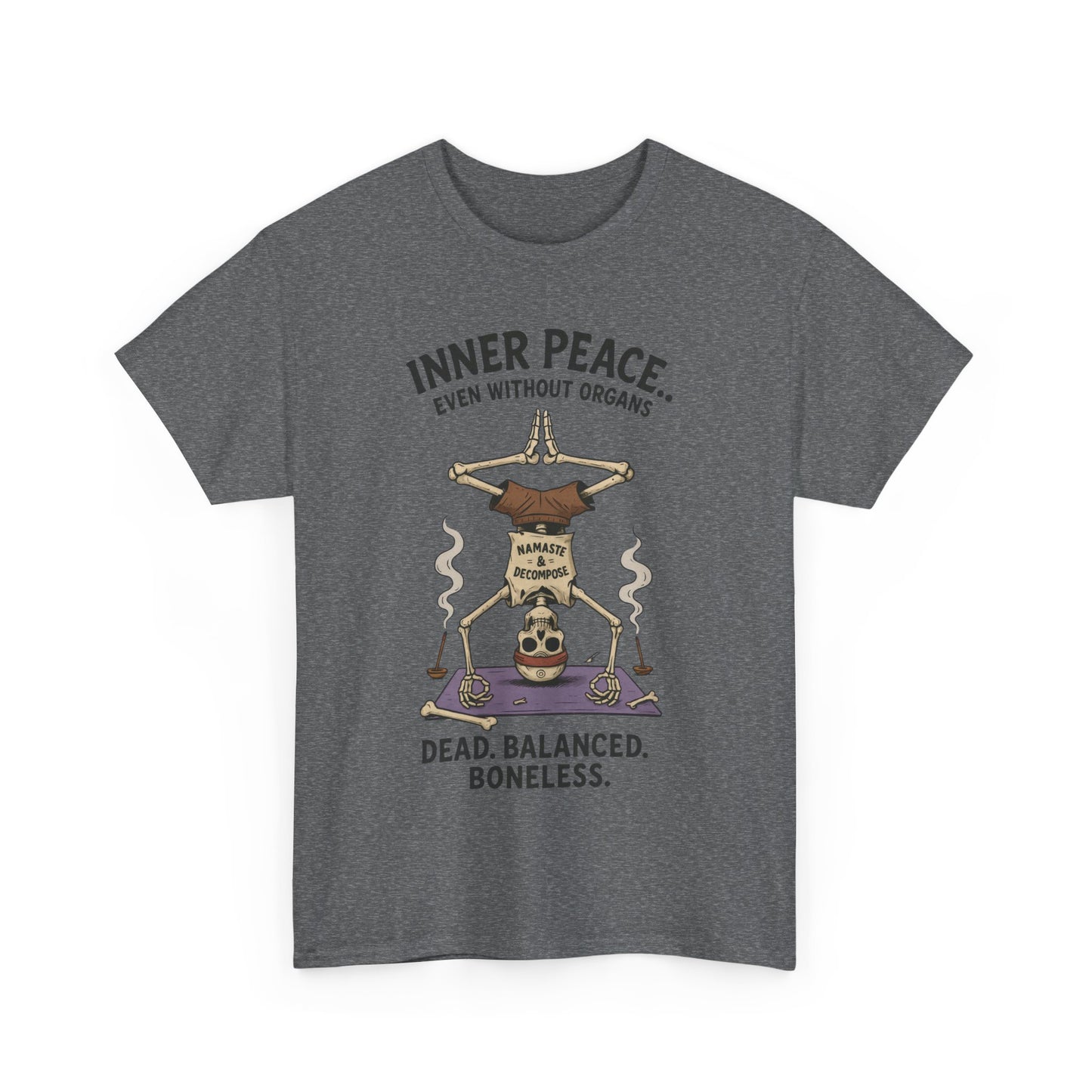 Inner Peace Skeleton Yoga Unisex Tee, Dark Humor Meditation Shirt, Gift for Mindfulness Lovers, Yoga Shirt, Peaceful Vibes