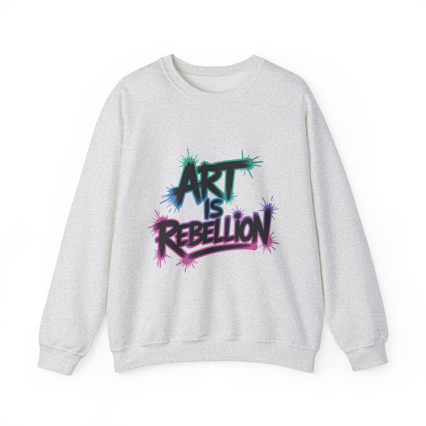 Art Is Rebellion Women's Sweatshirt, Graffiti Graphic Pullover, Bold Rebel Street Art Statement Top, Heavy Blend™ Crewneck Sweatshirt