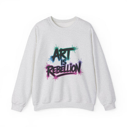 Art Is Rebellion Women's Sweatshirt, Graffiti Graphic Pullover, Bold Rebel Street Art Statement Top, Heavy Blend™ Crewneck Sweatshirt