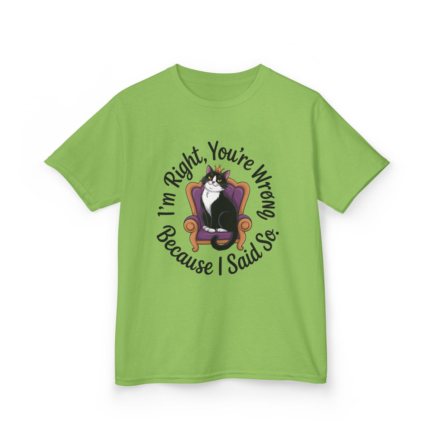 Girls Funny Sassy Cat T-Shirt - I'm Right You're Wrong, Cute Gift for Cat Lovers, Humor Tee for Teens, Birthday Gift,Tee for Confident Teens