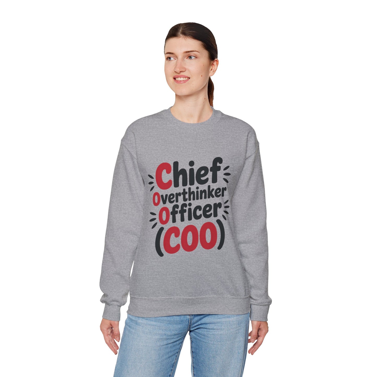 Chief Overthinker Officer Women's Sweatshirt, COO Funny Office Humor Graphic Pullover, Women's Heavy Blend™ Crewneck Sweatshirt