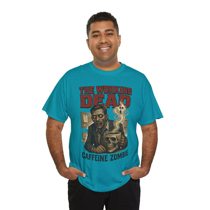 The Working Dead Men's Funny Zombie Work T-Shirt, Office Humor Tee, Halloween Office Tee, Coffee Zombie Shirt