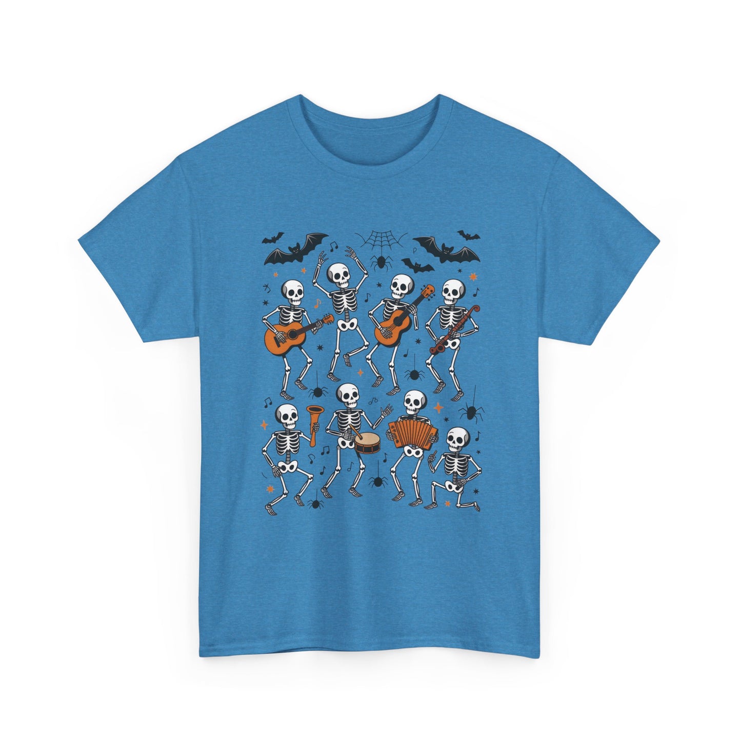 Dancing Skeleton Band Halloween T-Shirt for Men, Funny Spooky Music Tee, Rock and Roll Skeleton Shirt, Cool Halloween Party Outfit