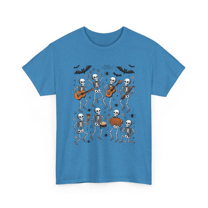 Dancing Skeleton Band Halloween T-Shirt for Men, Funny Spooky Music Tee, Rock and Roll Skeleton Shirt, Cool Halloween Party Outfit