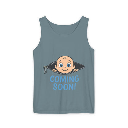 Coming Soon Maternity Tank Top, Cute Baby Boy Pregnancy Announcement Tee, Funny Expecting Mom Gift, Gender Reveal Tee, Baby Shower Top