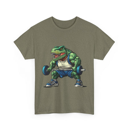Dino Gym Tee, Muscle T-Rex Gym T-Shirt, Funny Men's Heavy Cotton T-Shirt,Fitness Gift for Gym Lovers, Cute Dinosaur Tee
