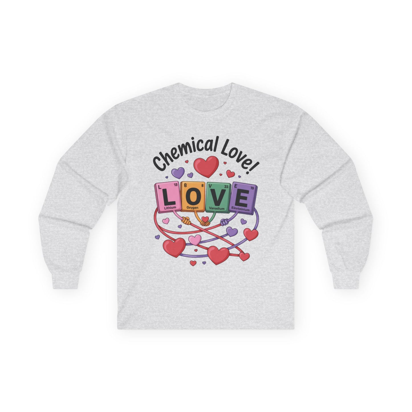 Chemical Love Women's Long Sleeve Tee, Valentine's Day Gift, Cute Chemistry Shirt, Science Lover Apparel, Relationship Humor