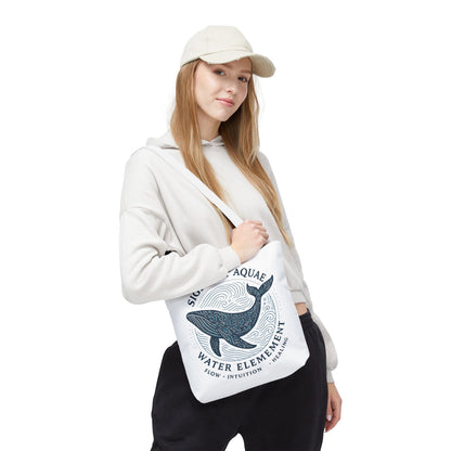 Whale Water Element Tote Bag: Spiritual Gift, Eco-Friendly, Beach Bag, Yoga Accessories, Meditation Essentials, Weekender Bag, Large Bag