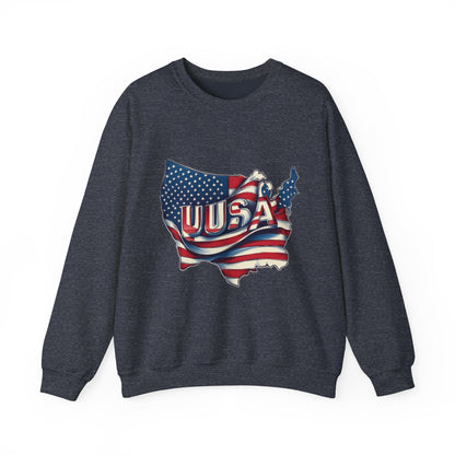 Patriotic USA Crewneck Sweatshirt, Unisex Sweatshirt, American Flag Apparel, Casual Comfort, Great for Independence Day and Holidays