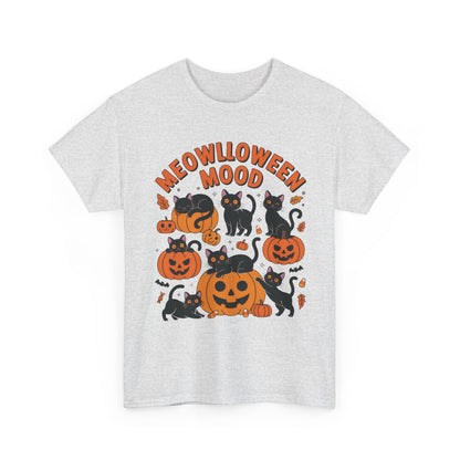 Meowlloween Mood Cat Shirt for Women, Cute Black Cat and Pumpkin Halloween Tee, Cozy Fall Kawaii Spooky Graphic Top, Cat Lover Gift