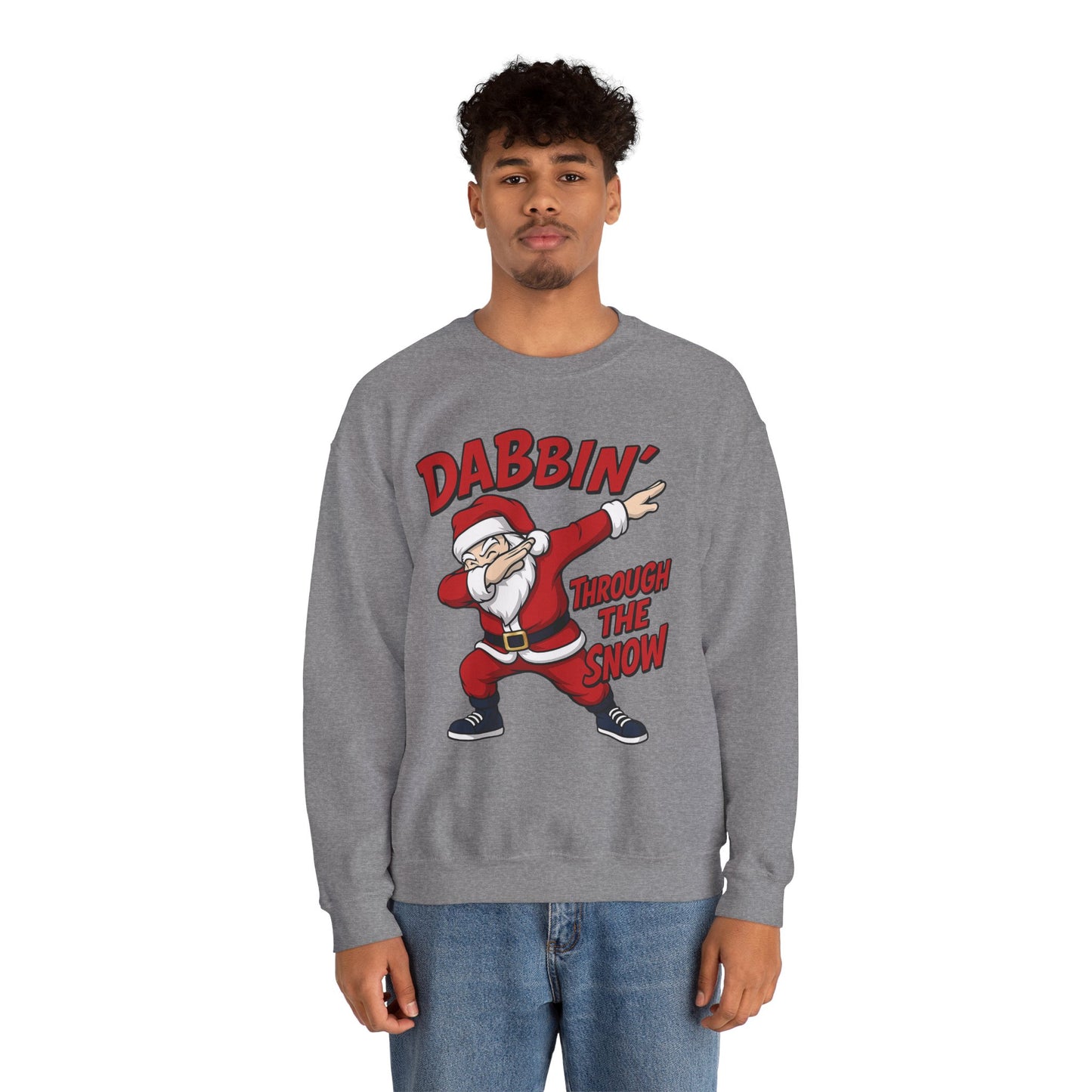 Dabbin Through The Snow Santa Men's Christmas Sweatshirt, Funny Holiday Jumper