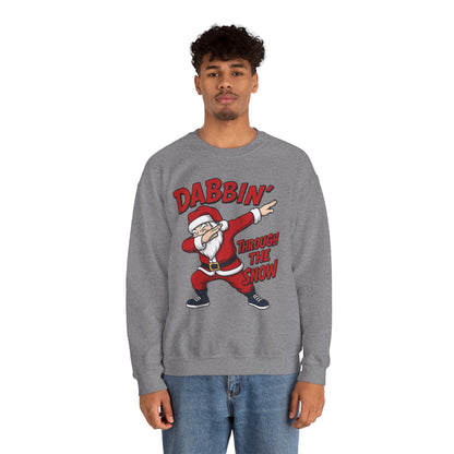 Dabbin Through The Snow Santa Men's Christmas Sweatshirt, Funny Holiday Jumper